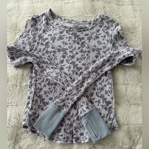 Free People Purple and Gray Patterned Sweater